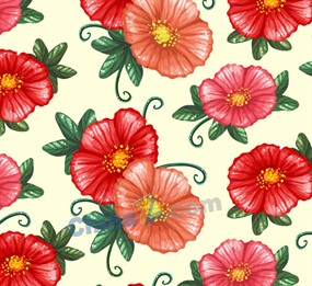 红色花朵无缝背景矢量素材